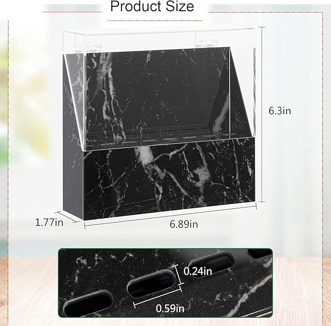 8 Holes Dust-proof Eyelash Tweezers Holder Case Acrylic Marble Tweezer Stand Display Organizer with Cover for Lash Extensions (black)