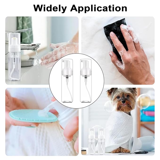 Foam Pump Bottle 3.5oz 2Pcs Foaming Soap Dispenser 100ml Foaming Spray Bottle Empty Travel Foam Bottle Clear Foam Dispenser for Hand Soap Toiletries Shampoo Lotion