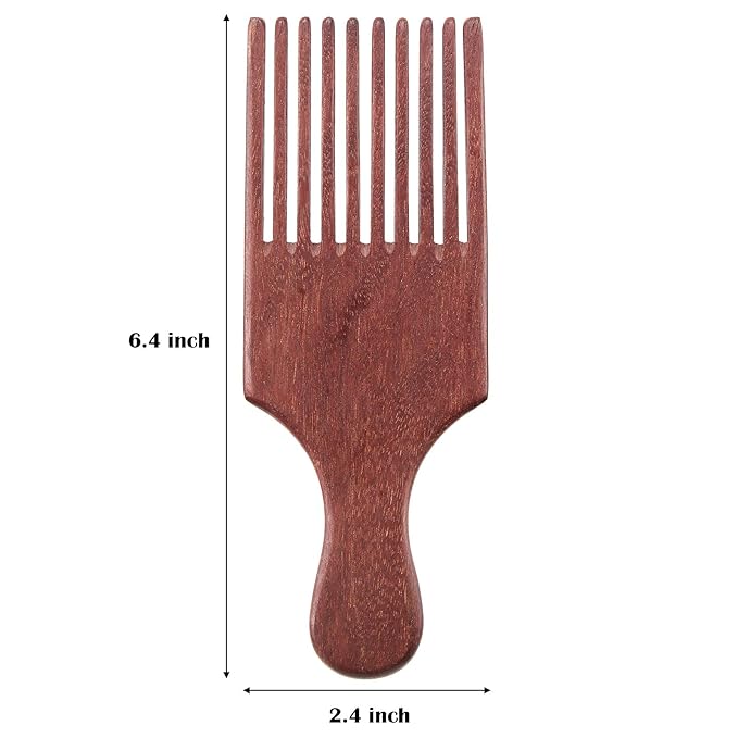 2 Pieces Wooden Beard and Hair Combs - Long-Tooth Detangling Combs for Women and Men (Natural Color, Reddish Brown)
