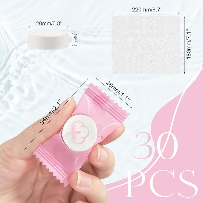 Quacc 30 PCS Disposable Compressed Towels, Portable Mini Coin Cotton Face Towe for Outdoor Travel, Home, Sports, Camping, Hiking