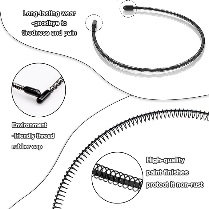 Metal Headbands for Men Fashion Head Band for Women, Wavy Headband Perfect for Outdoor Sports and Daily Use (10 Pack)