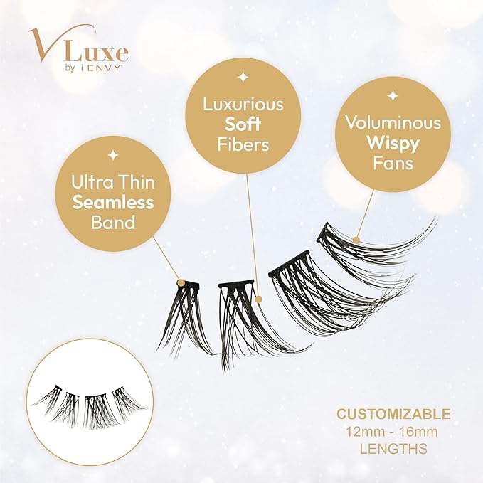 VLuxe Faux Mink Lash Cluster Mini Extended, 14 10-14mm Seamless DIY Lash Extensions, Lightweight Ultra Comfort False Eyelashes with Thin Microband for Natural Blending, Refill for Mini Lash Palette