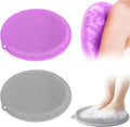 2 Pack Shower Foot Scrubber & Shower Back Scrubber Wall Mounted with Delicate Brush,Gentle Exfoliation Non-Slip Foot Scrubber Mat (Gray and Purple)