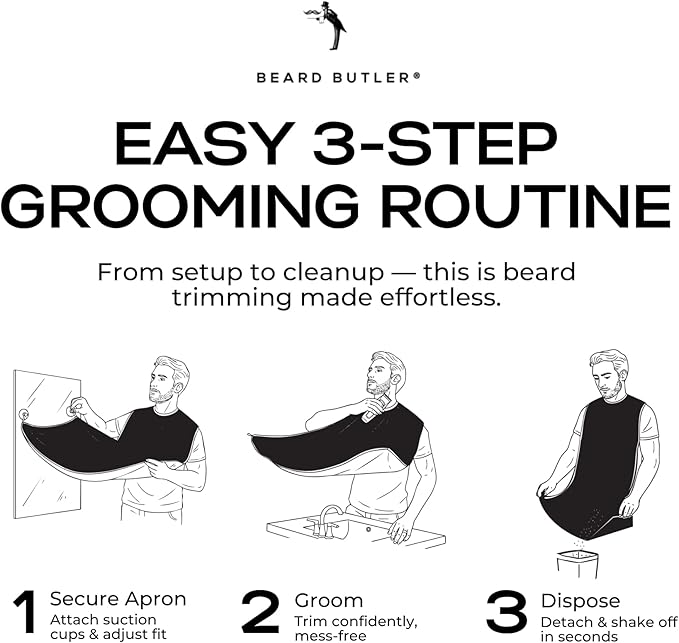 Beard Butler® 'The Original' Beard Bib Apron – Beard Hair Catcher for Men – Grooming & Shaving Apron with Strong Suction Cups – Beard Gift for Husband, Boyfriend – Includes Travel Case