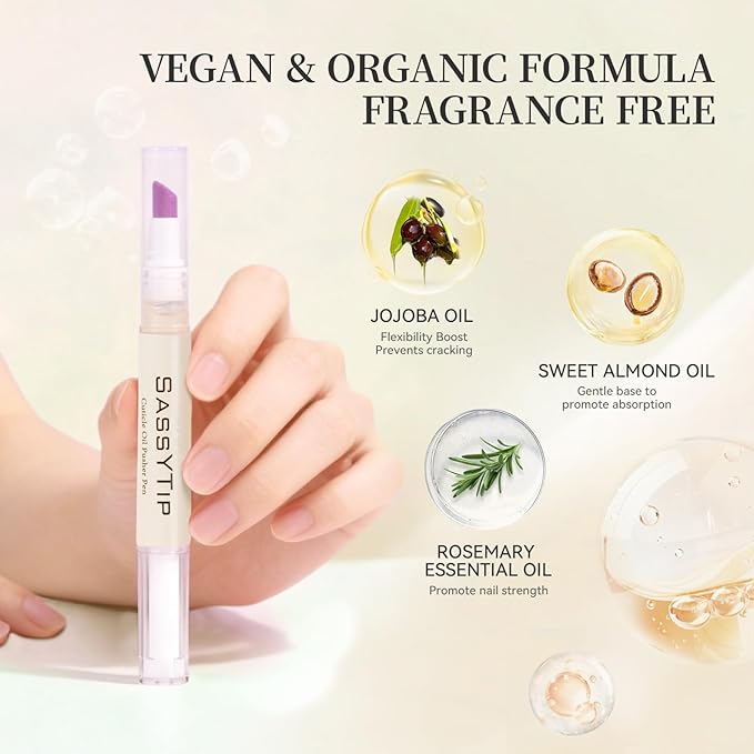 Ceramic Cuticle Pusher & Oil Pen, 2ml Rose/Lavender/Fragrance Free Scented Nail Care Pen, Gentle Cuticle Remover for Dry & Damaged Nails, Moisturize Strengthen Brighten (Beige3.0)