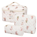 Makeup Bag,Quilted Cosmetic Bag,Large Floral Make Up Bag for Women,Cotton Makeup Bag Set,Flower Travel Toiletry Bag
