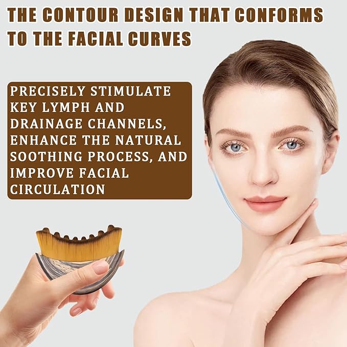Lymphatic Contour Face Brush, Lymphatic Drainage Massager for Face, Ergonomic Facial Massage Tool for De-Puffing, Skin Firming & Enhanced Skincare Absorption
