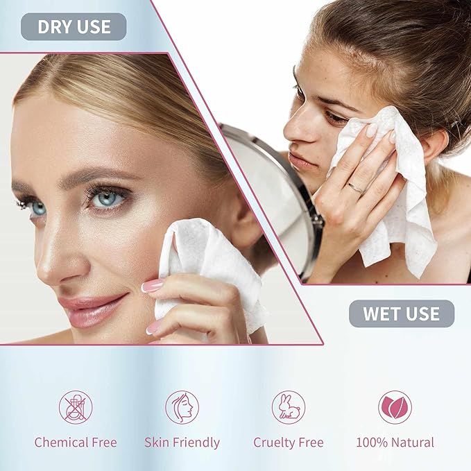Disposable Face Towels, Extra Thick, 40 Count, Natural, Skin Cleansing Wipes