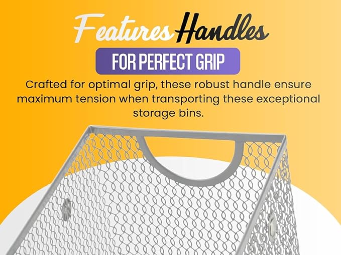 YBM HOME Kitchen Pantry Organizer Wire Baskets for Shelves, Cabinets, Pantry, Countertop, Mesh Open Storage Bin Metal Basket for Organizing Food Supplies, 3 Pack, 10x9x6