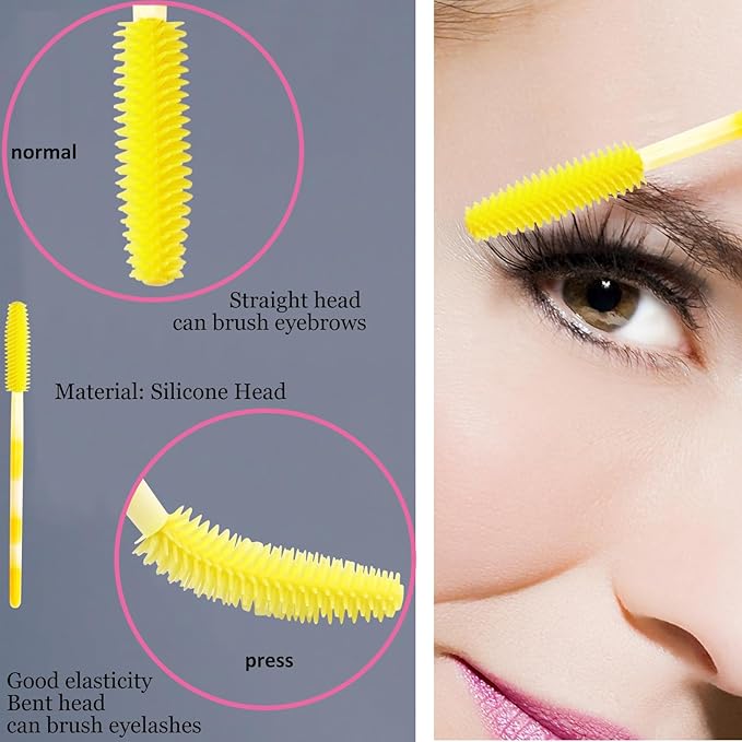 BIHRTC 100PCS Eyelashs Brush Mascara Wands Disposable Lip Applicators liner Brushes Makeup Tools Lip Brushes Eyelash Spoolies for Women Girls Salon Beauty Cosmetic Make Up Tool