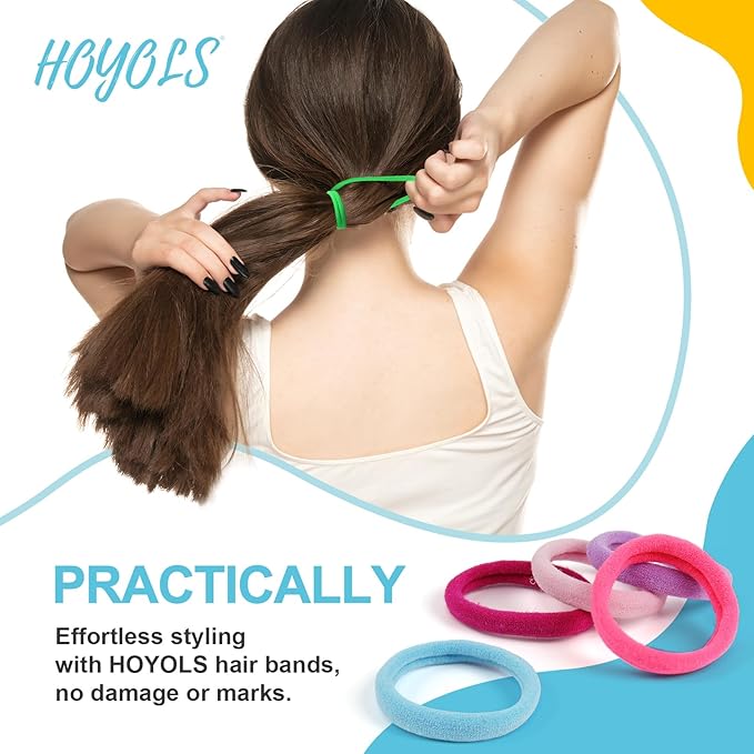 HOYOLS Seamless Hair Band Small Hair Ties Ponytail Holder No Crease Damage 4cm (10 Multi Color Set)