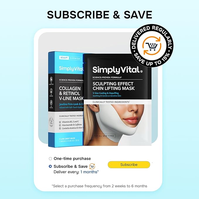 V Line Lifting Mask with Collagen, Retinol & Hyaluronic Acid - Caffeine, Niacinamide Visible Neck Tightening and Chin Lifting Mask for Women - Double Chin Strap for Face & Jawline Shaper - 7 pcs