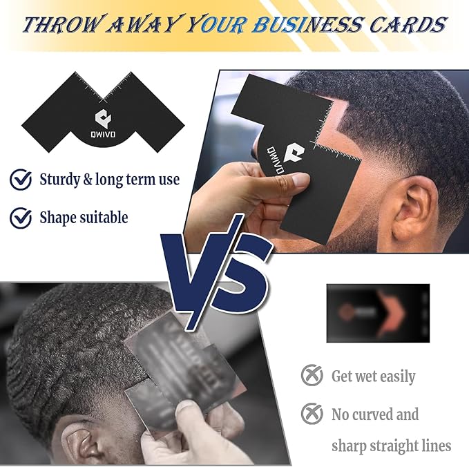 Color Enhancement Barber Card with Measurement indicators, Easy to Clean Hairline Maker for Barber Shape, Reusable Beard Line Up Tool, Color Spray Edge Hair Liner Card (Black-B)