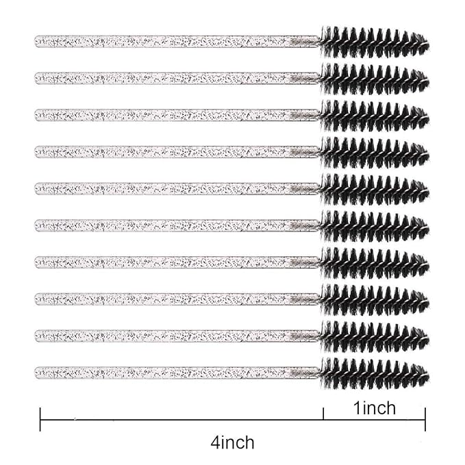 Elisel 100pcs Disposable Mascara Brushes with Container, Mascara Wands Makeup Brushes Applicators Kits for Eyelash Extensions and Eyebrow Brush (Crystal Black)