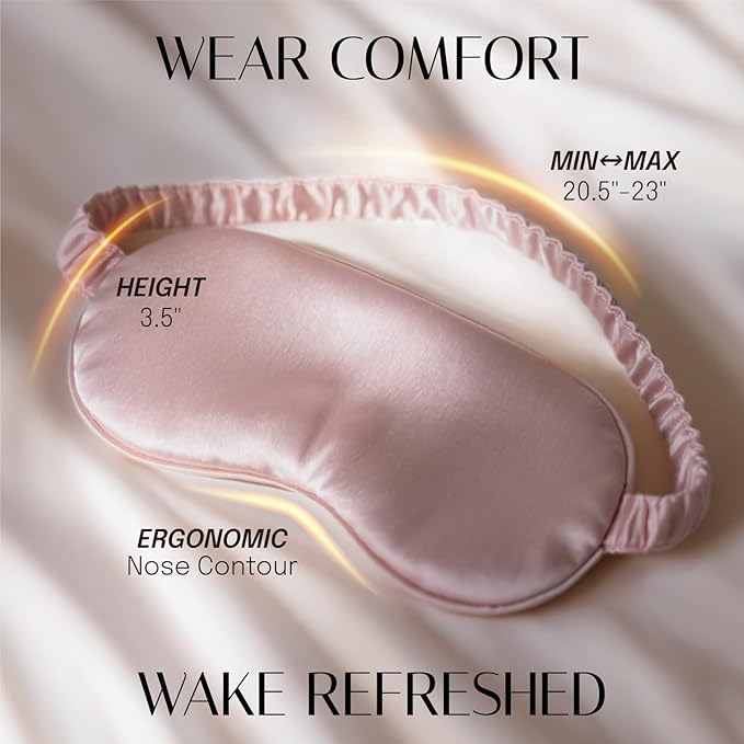 Silk Sleep Mask Eye Mask Blindfold with Double Layer Silk Filling and Elastic Strap for Full Night's Sleep, Travel and Nap, Eye Cover Eyeshade with Luxury Bag and Ear Plugs by OLESILK (Dark Pink)