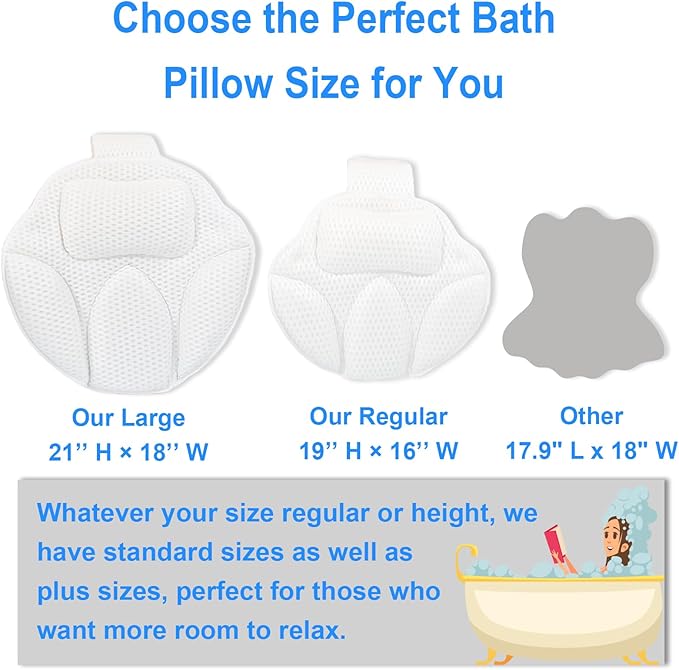 Extra Thick Petal-Shaped Ultra-Comfort Bath tub Pillow for Head,Neck and Backrest,Soft,Anti-Slip Suction Cups,Fit All Bathtubs,Washable,Luxury Bathroom Accessories,Spa Day Gifts for Women Men
