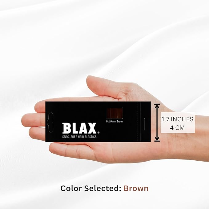 Blax Brown Hair Elastics - Snag-Free Seamless Hair Ties, No-Damage Hair Rubber Bands, 4mm, 8 Count