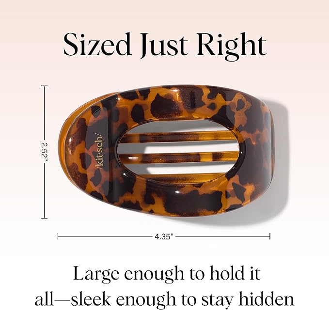 Kitsch Large Flat Claw Clips for Women - Stylish Flat Hair Clips, Strong Hold for Thick & Fine Hair | Non-Slip for Secure, Comfortable All-Day Wear | Ideal Gifts for Women - Tortoise Design