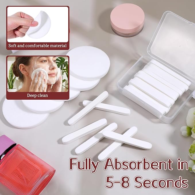 360 Pcs White Compressed Facial Sponges, Round Compress Face Sponge for Estheticians Soft Compressed Makeup Sponges with Travel case Face Exfoliating Pads for Washing SPA Makeup Removal