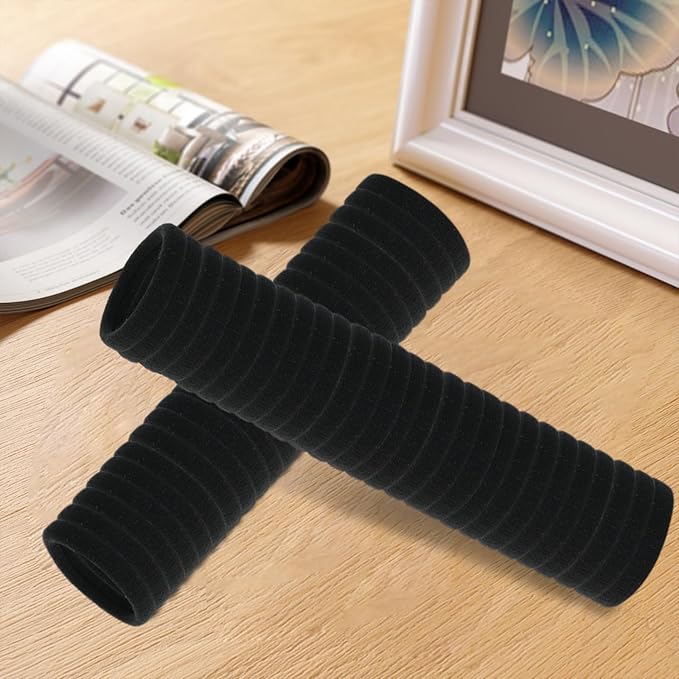 No Damage Hair Ties, 120 PCS Soft Seamless Cotton & Nylon Elastic Ponytail Holders, Hair Bands for Thick Hair, Hair Accessories for Girls & Women (Black)