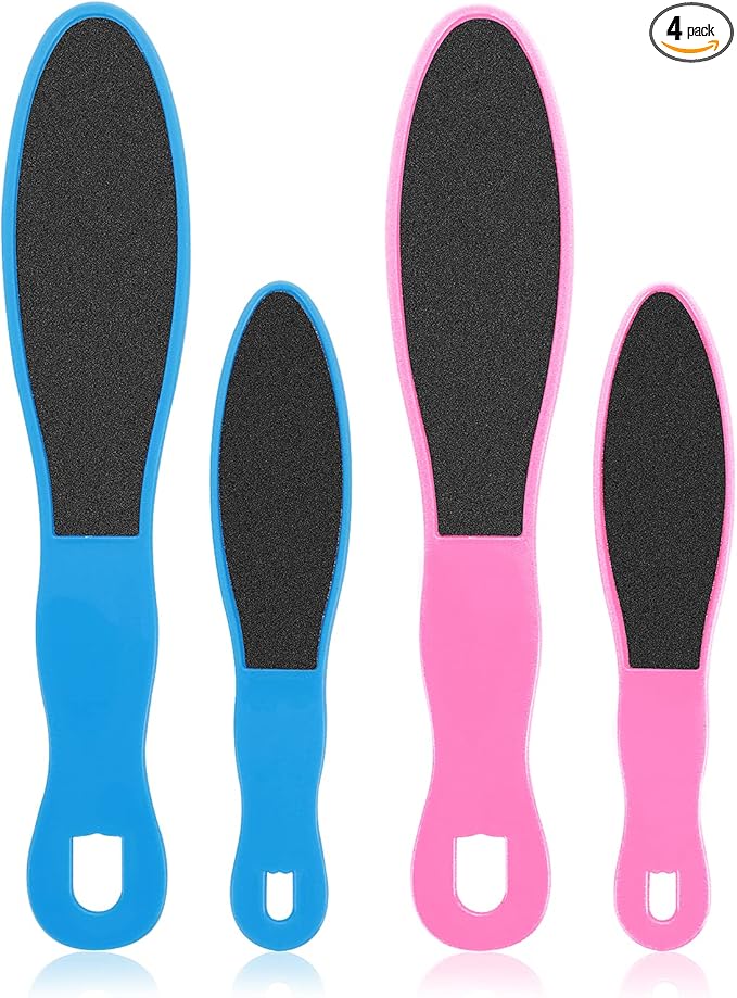 4 Pieces Double Sided Pedicure Foot File Foot Scraper, Exfoliator Remover Dead Skin Hard Skin Calluses Foot Scrubber Reusable Foot Care Pedicure Tool for Wet and Dry Cracked Feet 2 Sizes
