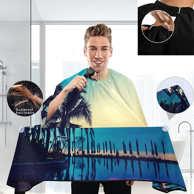 visesunny Professional Barber Cape Polyester Hair Cutting Salon Cape Apron Anti-Static Beard Bib Grooming Apron