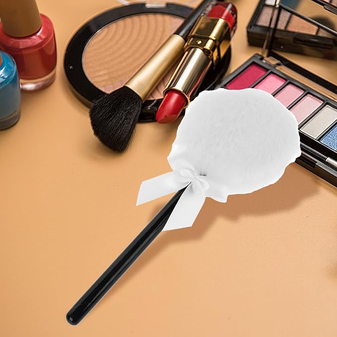 Fluffy Makeup Powder Puff with Handle 6.7 Inch Soft Velour Body Dusting Applicator for Face and Body Powder Setting