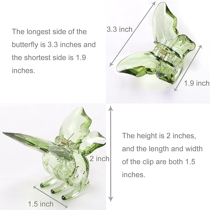 NAISIER Hair Accessories - 3.3 inch Butterfly Hair Claw Clips, Large Sized Jaw Clips for Girls and Women, 5 Pack