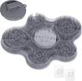 Upgrade Silicone Shower Foot Scrubber Mat & Silicone Body Scrubber Set, Large Wall-Mounted Back Scrubber Back Washer to Clean, Exfoliate and Massage Without Bending(Gray+Body Scrubber)