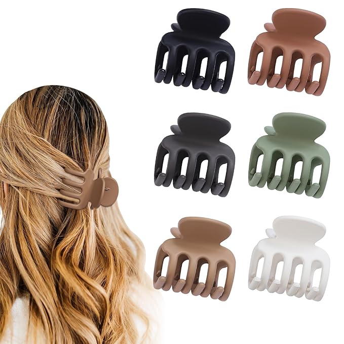 6 Pcs Hair Clips Small Claw Clips for Thin Hair Medium Matte Non-slip Hair Accessories for Women and Girls (Brown)