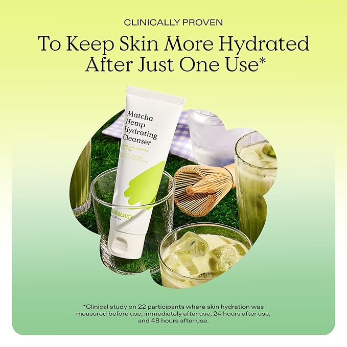 KraveBeauty Matcha Hemp Hydrating Cleanser for Sensitive Skin, 2 Pack, Gentle, Non-Stripping Face Wash with Matcha, Hemp Seed Oil & Glycerin, Fragrance Free, 2 x 120ml