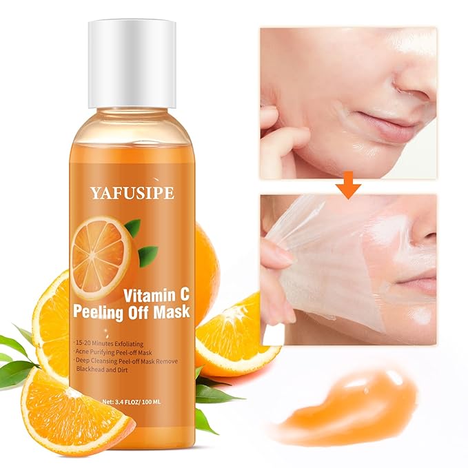 Peel Off Face Mask Vitamin C Peel Off Masks, Blackhead Mask Orange Peeling Lotion Exfoliating Blackhead Remover Poreless Deep Cleanse Purifying Hand Masks for Face Arms Neck Gifts 3.4 FLOZ