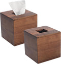 Tissue Box Cover, Square Tissue Box Holder, Acacia Wood Facial Paper Holder for Bathroom, Bedroom, Dinner Table, Office (2 Pack, 5.7 x 5.7 x 5.7 inch)