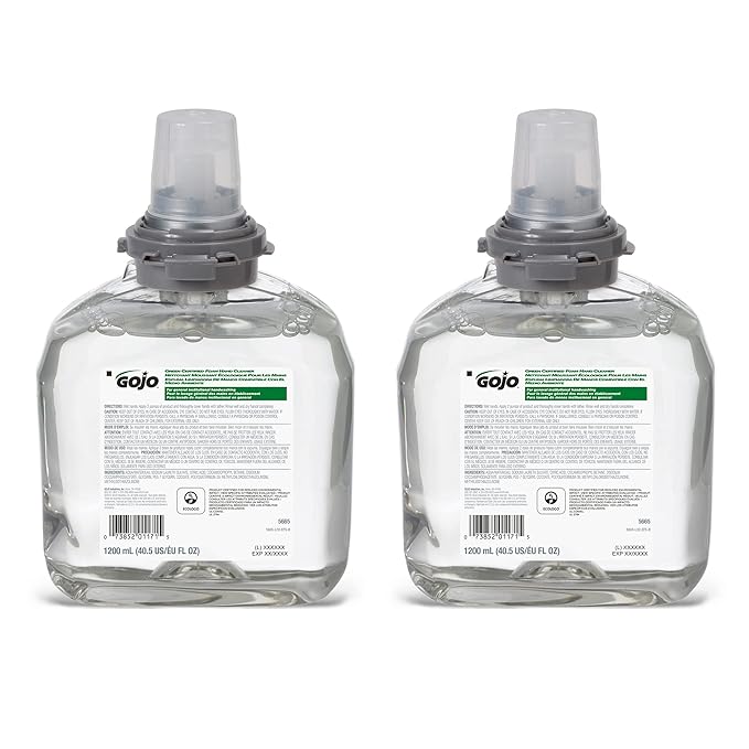 GOJO Green Certified Foam Hand Cleaner, Fragrance Free, EcoLogo Certified, 1200 mL Hand Soap Refill TFX Touch-Free Dispenser (Pack of 2) – 5665-02