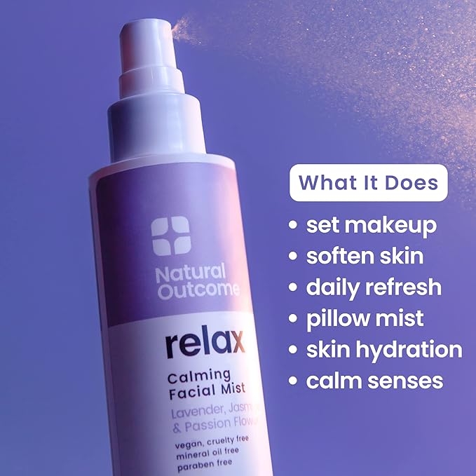 natural outcome Calming Face Mist and Setting Spray - Aromatherapy Face and Body Mist, Relaxing Pillow Mist with 100% Pure Lavender - 4 oz