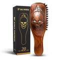 Eagle Fortress Boar Bristle Hair Brush for Men Hair Care - Beard Brush, Mustache Brush with Skull on Wooden Handle, Grooming & Styling Tool for Men, Standard Size