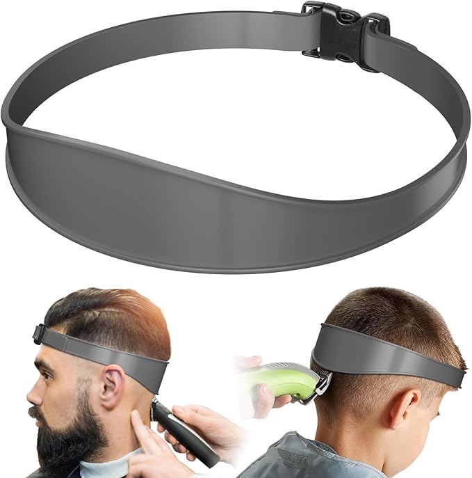 Adjustable Hair Trimming Guide and Neckline Shaving Template,DIY Self Haircutting System, Shaving and Keeping a Clean and Straight Neck Hairline,Easy Use Tool Soft Portable (Grey)