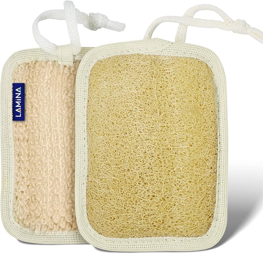Veteran Textile%100 Natural-Organic, Loofah Sponge, Body Scrubber, Back Washer, Back Strap, Shower Bathing with Loofah beds, All-Round Cleaning, Body Care [ Lamina ] (Double-Sided Bath Mini)