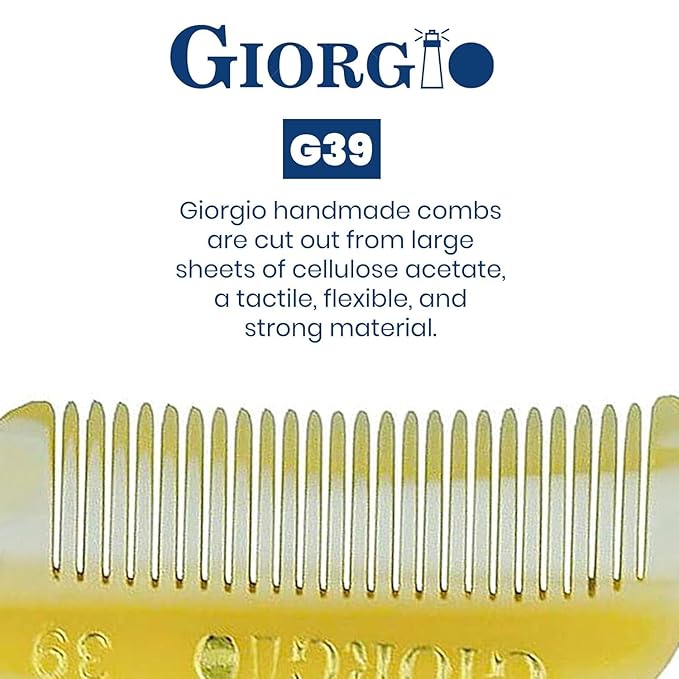 Giorgio G39 Extra Small Men's Fine Toothed Beard and Mustache Comb for Facial Hair Grooming and Styling. Add this pocket comb to your hair styling accessories, Saw-Cut and Hand Polished