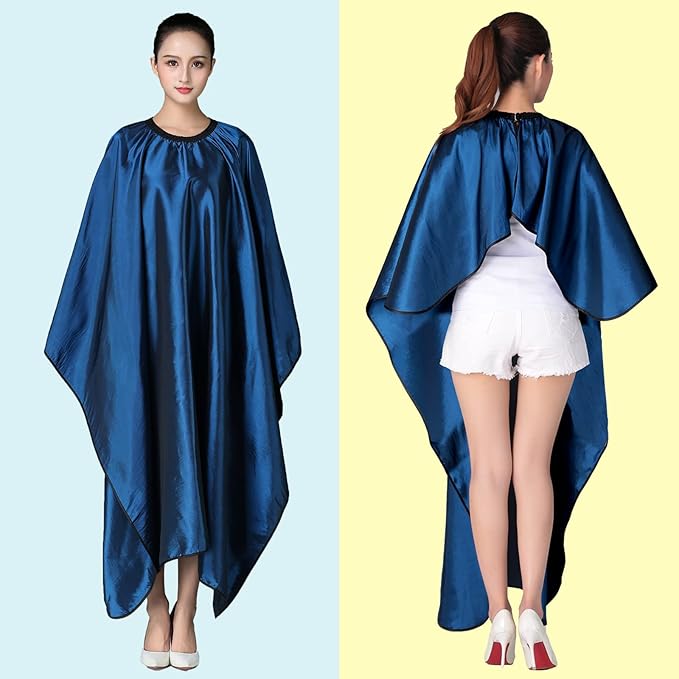 Barber Cape, Professional Hair Salon Cape with Adjustable Metal Clip, Shampoo Hair Cutting Cape for Barbers and Stylists - 55 x 63 inches (Blue)
