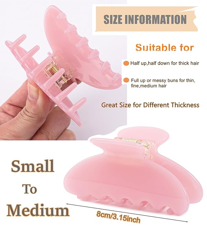 2 Pcs Small Medium Hair Claw Clips for Women Acetate Claw Hair Clips for Thin Fine Thick Hair
