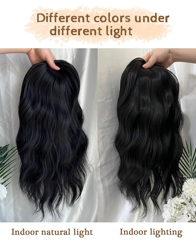 PANEWAY Hair Topper 16InchToppers For Women with Thinning Hair 6.5’’x6.5’’ Ladies Wiglets for Women Daily Use- 1B