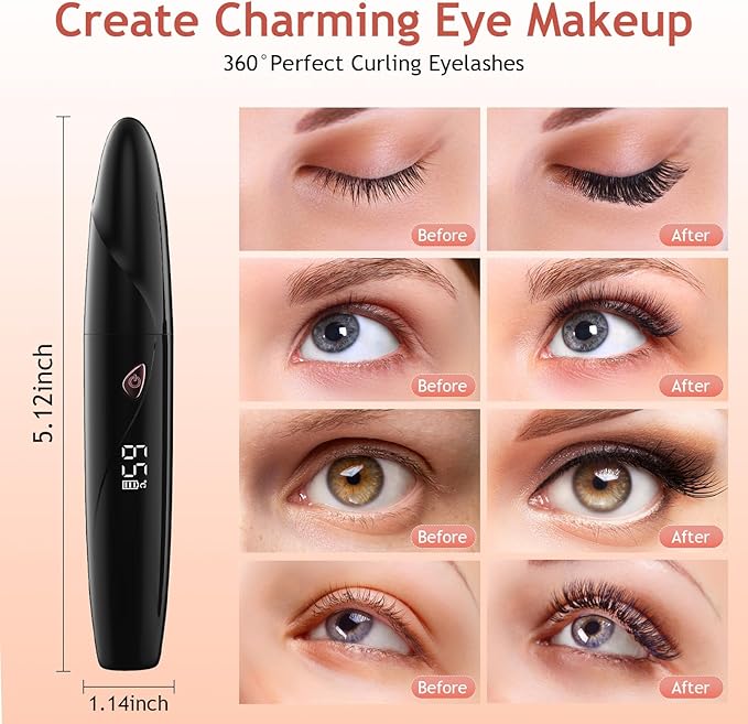 2026 Heated Eyelash Curlers,Rechargeable Electric Eyelash Curler with LED Display, Mini Lash Curler with 4 Heat Settings, Fast Heat up Within 10s,24H Long Lasting for Women Makeup Tools