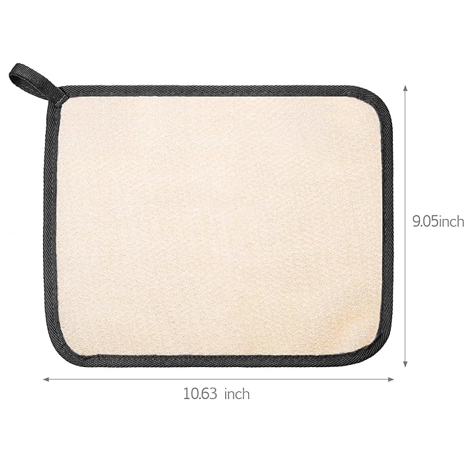 Tatuo 5 Pcs Exfoliating Face and Body Wash Cloths Towel Weave Bath Exfoliating Scrub Massage Bath Cloth for Women and Men, 10.63 x 9.05 Inch (Black Edge)