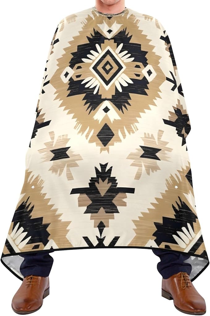 Native American Tapestry Patterans Barber Cape Waterproof Polyester Hair Cutting Salon Cape Adjustable Neckline Hair Hair Cutting Beard Hairdressing Cape Accessories 55×64 Inch