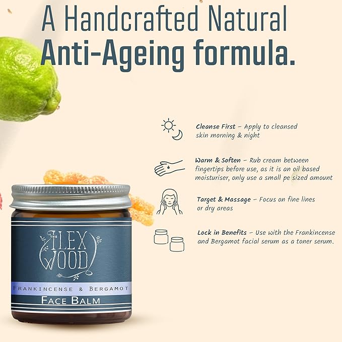 Frankincense and Bergamot Gift Set for both Men and Women - Face Cream and Serum - handcrafted, 100% Natural, Vegan, Moisturising, Anti Ageing, Cruelty Free, Palm Oil Free, Plastic Free