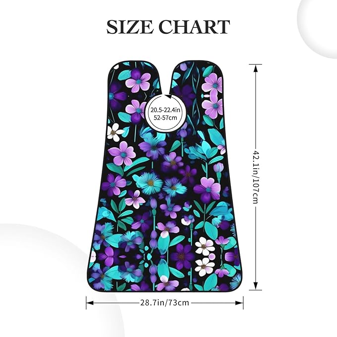 Purple And Teal Flowers Print Beard Bib Shaving Apron, Beard Hair Trimming Cape Gift For Dad
