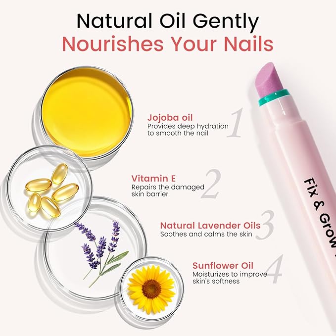 Ceramic Cuticle Oil Pusher Pen: 3-in-1 Nail Cuticle Buffer Pens with Cuticle Nipper for Hangnails, Dry & Damaged Nails, Moisturize Strengthen Brighten Nails Care