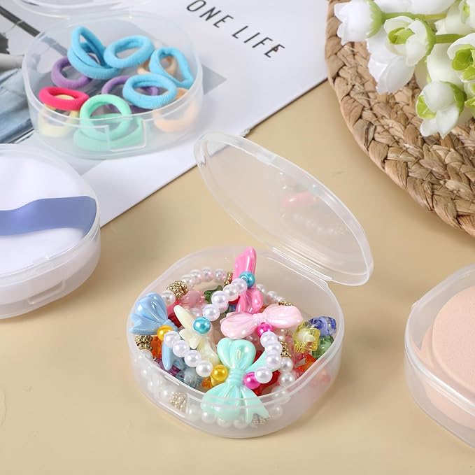 4 Pcs Square Powder Puff Holders Cases, 0.9 Inch Deep Travel Portable Cotton Pads Holder, Portable Powder Puffs Cosmetic Container Box for Women, Girls, Makeup Accessories