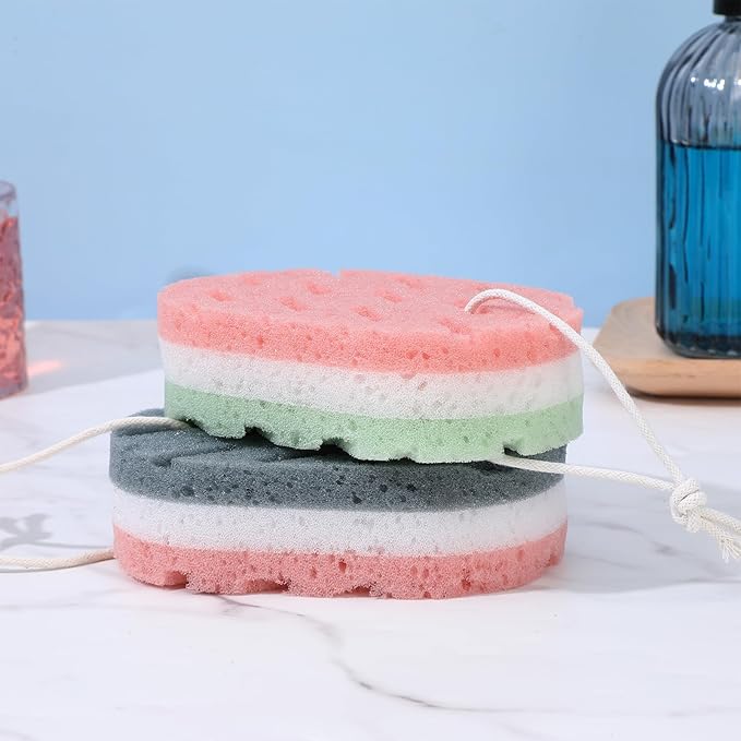 2 Pcs Soft Large Bath Sponges, 3 Layer Exfoliating Body Loofah Sponge for Shower Sponge for Women Men Bath Accessories